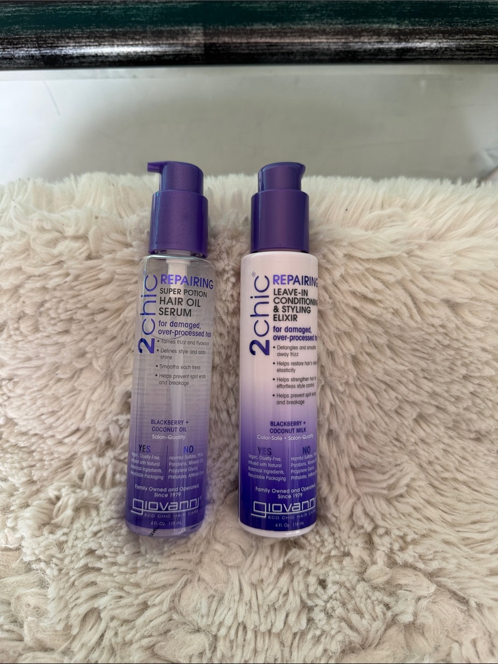 2chic Repairing Leave-In Conditioner & Hair Oil Duo - Purple